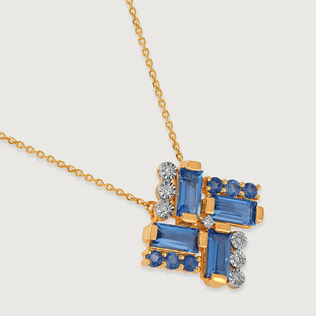 Tranquillity Twirls 14KT Diamond &  London Topaz Necklace,,hi-res image number null