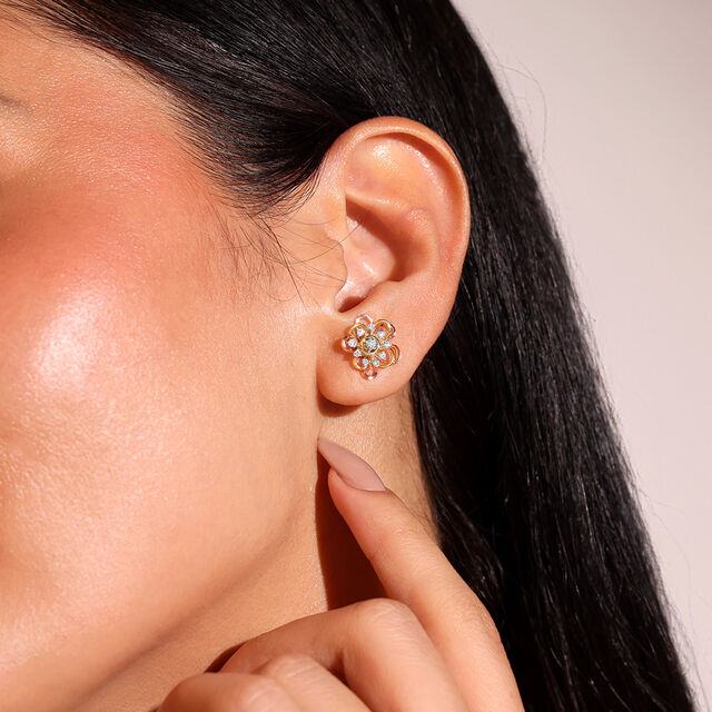 Forget Me Not Floral Diamond Stud Earrings,,hi-res image number null