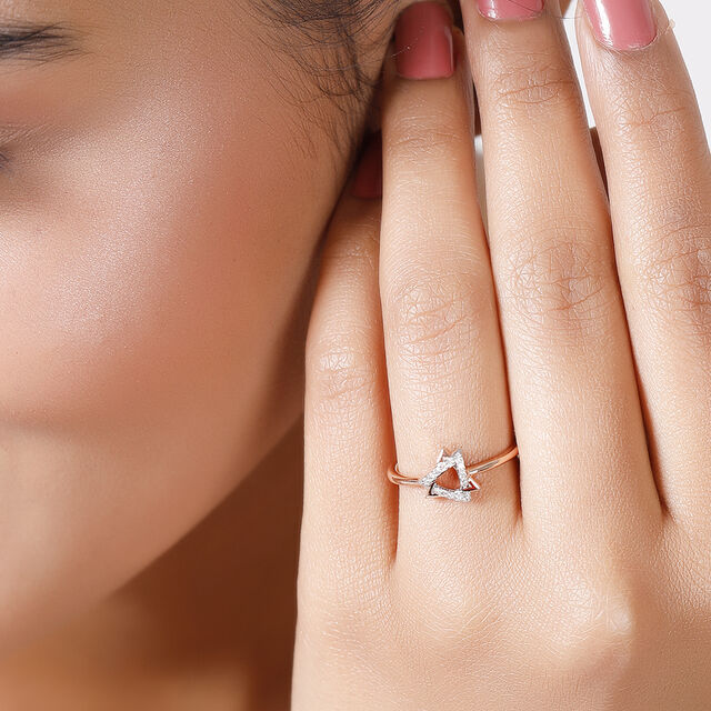 14KT Rose Gold Twinning Trinket Diamond Finger Ring,,hi-res image number null