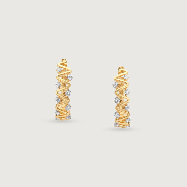 Zigzag Radiance Diamond Hoop Earrings,,hi-res image number null
