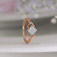 Square Shimmery Gold & Diamond Finger Ring,,hi-res view 2