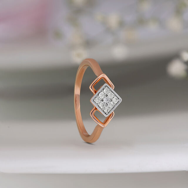 Square Shimmery Gold & Diamond Finger Ring,,hi-res image number null
