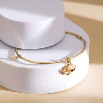 Contemporary Elegance Pink Opal Evil Eye 18 KT Bangle