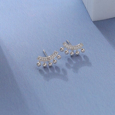 Gleaming Arc Silver Stud Earrings