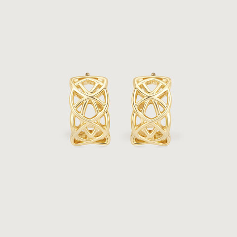 Intricate Lattice Gold Hoop Earrings
