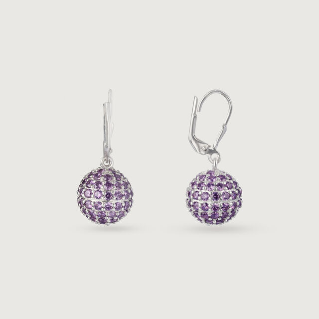 Amethyst Lustre Silver Hoop Earrings for Women,,hi-res image number null