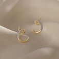 Ethereal Curves 14 Kt Gold & Diamond Hoop Earrings,,hi-res view 1