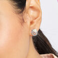 Lustrous Pearl Silver Stud Earrings,,hi-res view 2