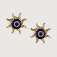 Sunburst Evil Eye Gold Stud Earrings,,hi-res view 3
