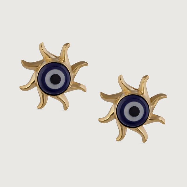 Sunburst Evil Eye Gold Stud Earrings,,hi-res image number null