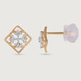 Chic Square Gold & Diamond Stud Earrings,,hi-res view 4