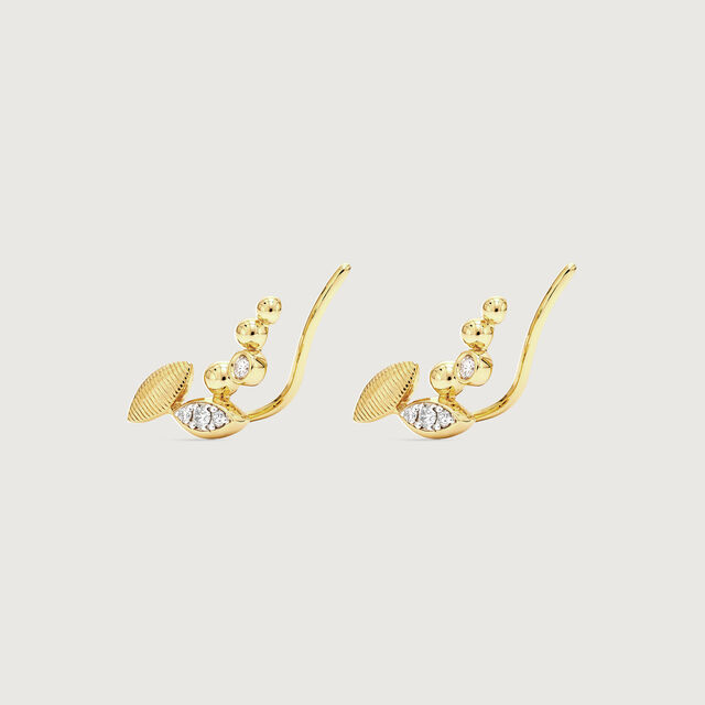 Playful Leaf Diamond Ear Cuff,,hi-res image number null