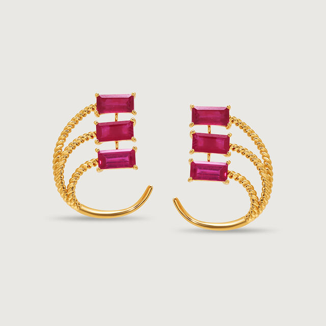 Allure 14KT Ruby Hoop Earrings,,hi-res image number null