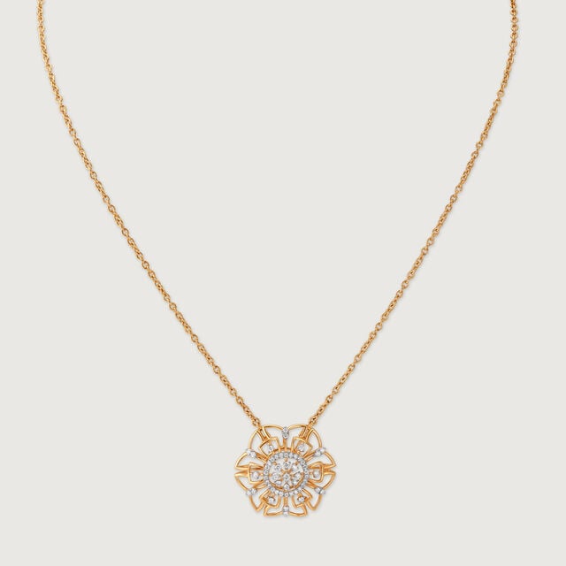 Ornate Bloom Gold & Diamond Necklace,,hi-res image number null