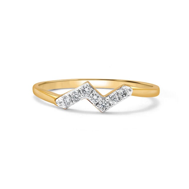 14KT Yellow Gold Peak Crest Diamond Finger Ring,,hi-res view 2
