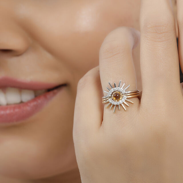 14KT Yellow And White Gold Detachable Rising Sun Diamond Ring,,hi-res image number null