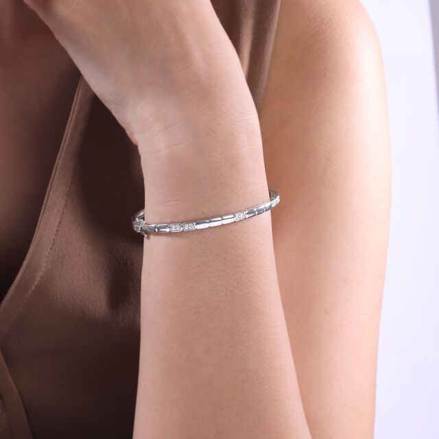 Radiant Grid Silver Bangle,,hi-res image number null