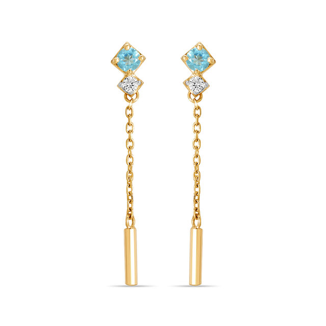 14KT Summer Icefall Blue Topaz And Diamond Drop Earrings,,hi-res image number null