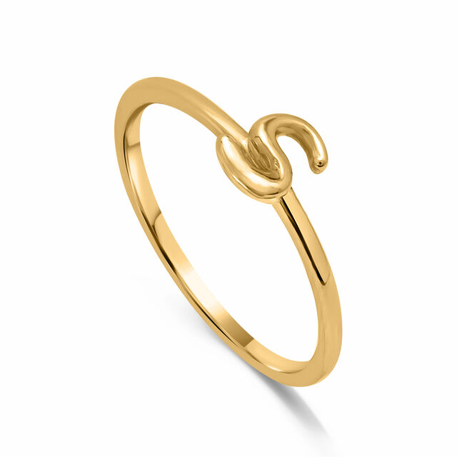 Letter S 14KT Yellow Gold Initial Ring,,hi-res image number null