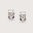 Mother of Pearl Blossom Silver Hoop Earrings,,hi-res view 4