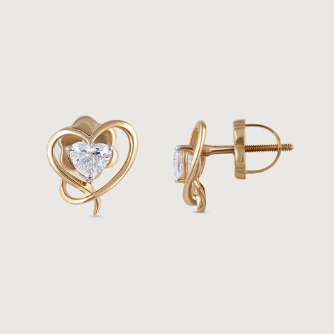 Enchanted Heart 14 kt Gold & Diamond Stud Earrings