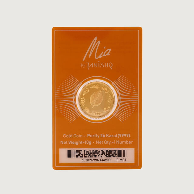 10 gm 24 Karat Tulsi Leaf Gold Coin (9999 Purity),,hi-res image number null