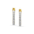 14KT Yellow Gold Diamond Hoop Earrings,,hi-res view 3