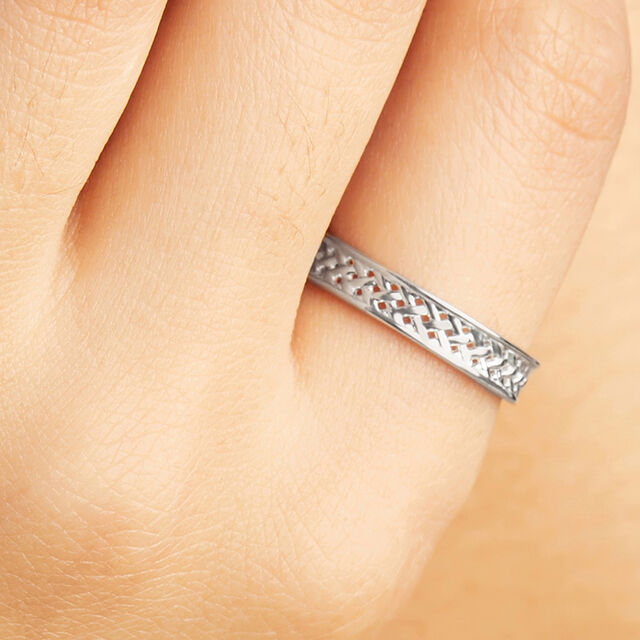 Sleek Geometric Silver Finger Ring,,hi-res image number null