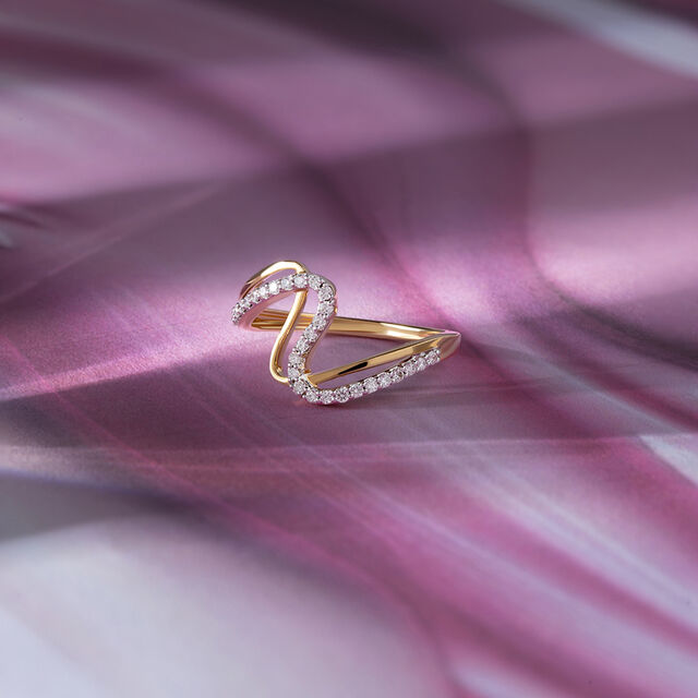 Mystic Wave Gold & Diamond Finger Ring,,hi-res image number null