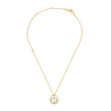 14KT Yellow Gold Pear Diamond Double Ring Pendant with Chain