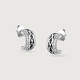 Shimmer Crush Silver Hoop Earrings,,hi-res view 3