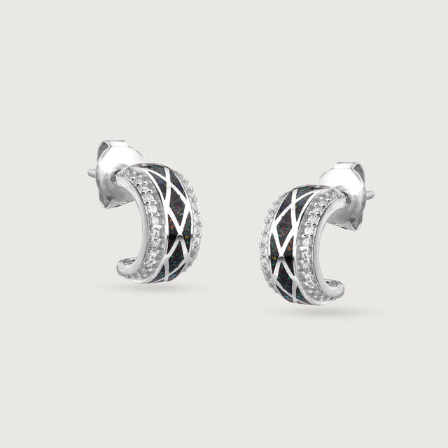 Shimmer Crush Silver Hoop Earrings,,hi-res image number null