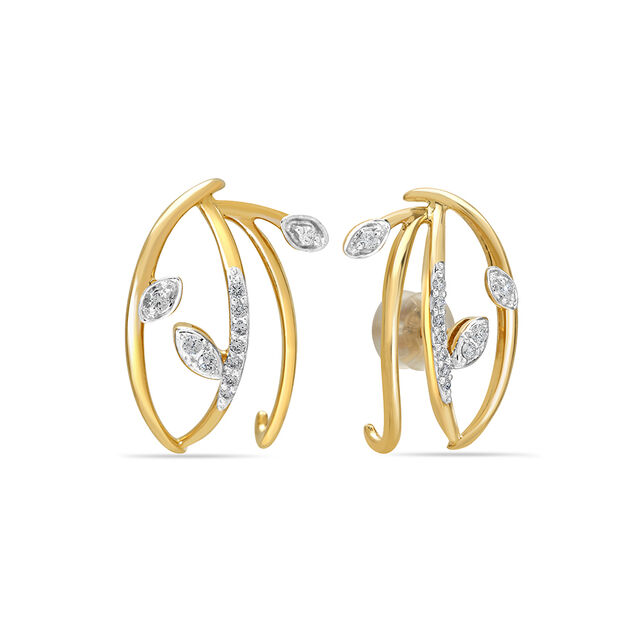 14KT Yellow Gold Mesmerizing Flourish Diamond Stud Earrings,,hi-res view 3