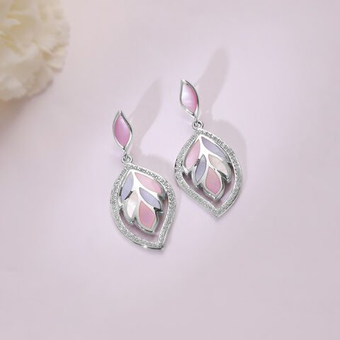 Mother of Pearl Pastel Silver Drop Earrings