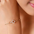 14KT Yellow Gold Sparkling Rhombus Diamond Bangle,,hi-res view 1
