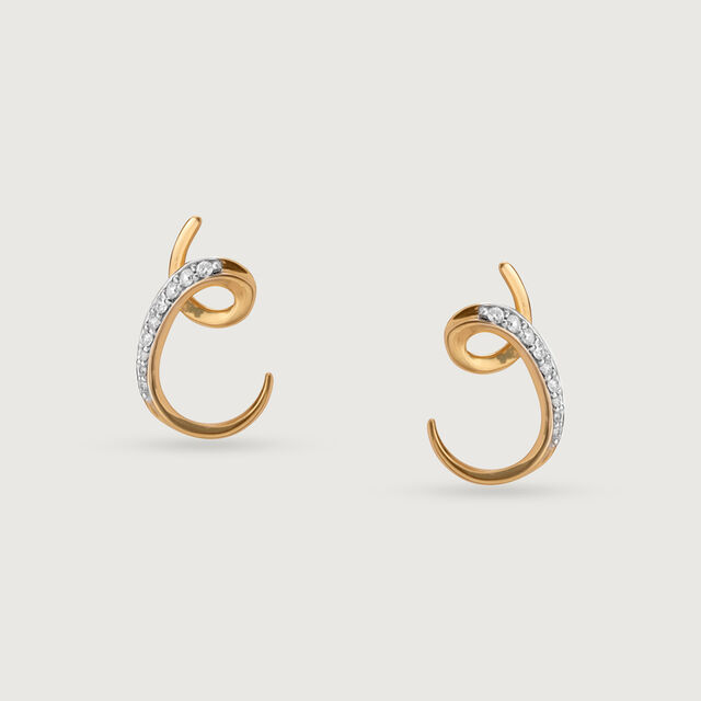 Ethereal Curves 14 Kt Gold & Diamond Hoop Earrings,,hi-res image number null