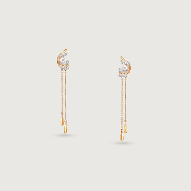 Luminous Cascade Gold & Diamond Drop Earrings,,hi-res image number null