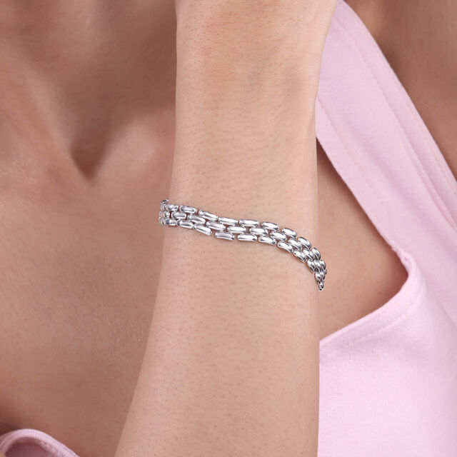 Refined Link Silver Bracelet,,hi-res image number null