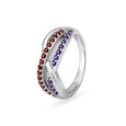 925 Silver Enchanting Wavy Ring with Garnets and Sapphires,,hi-res view 1