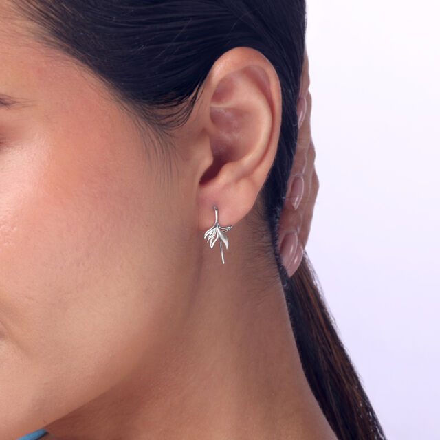 Sculpted Leaf Silver Stud Earrings,,hi-res image number null