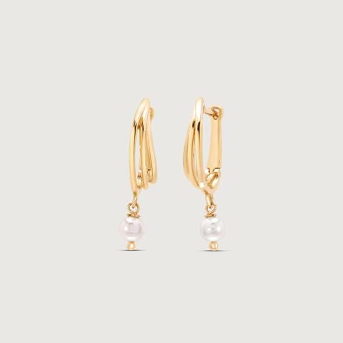 Stellar Loop Pearl Hoop Earrings