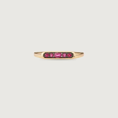 Linear Refined Ruby Gold Ring