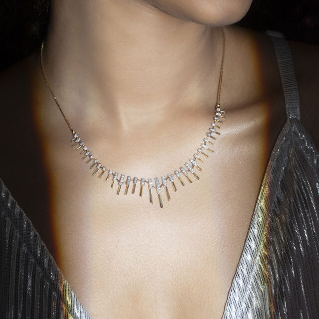 Retro Chic Gold & Diamond Necklace,,hi-res image number null
