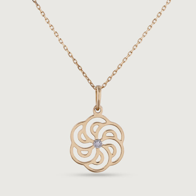 Elegant Floral Gold & Diamond Pendant,,hi-res image number null