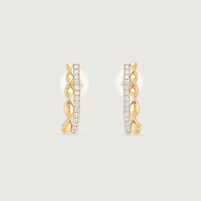 Twisted Rhythm Diamond Hoop Earrings,,hi-res image number null