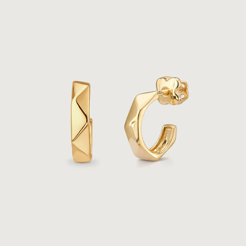 Angular Facet Gold Hoop Earrings