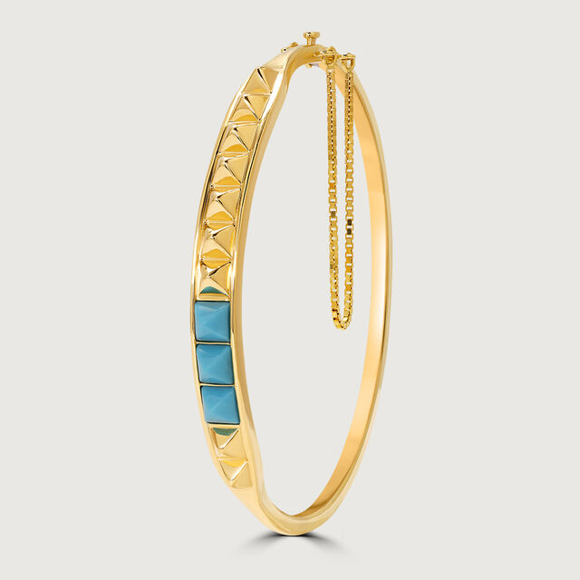 Elevated Pyramid Strip 18KT Arizona Turquoise Bangle,,hi-res image number null