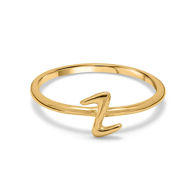 Letter Z 14KT Yellow Gold Initial Ring,,hi-res view 3