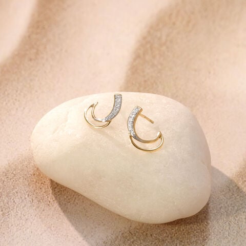 Sculpted Curve Diamond Hoop Earrings