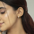Sleek Luxe Gold & Diamond Hoop Earrings,,hi-res view 2